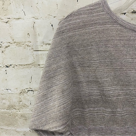 Express Beige Metallic Weave Ruched Side Dolman Sleeve Knit Top - Picture 2 of 7